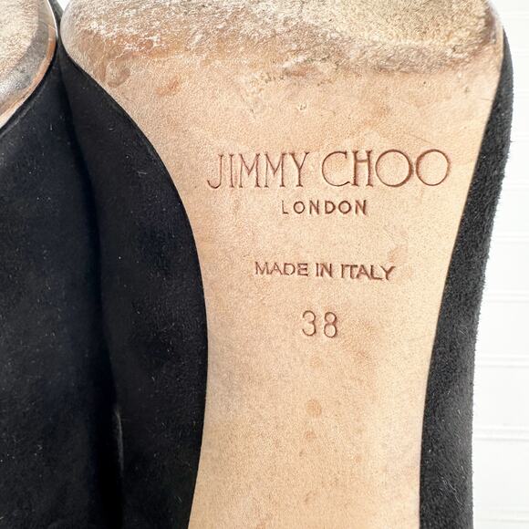 Jimmy Choo Romy 100 Pumps Black Suede Leather Classic Stiletto Heel Size 38 - Picture 5 of 8
